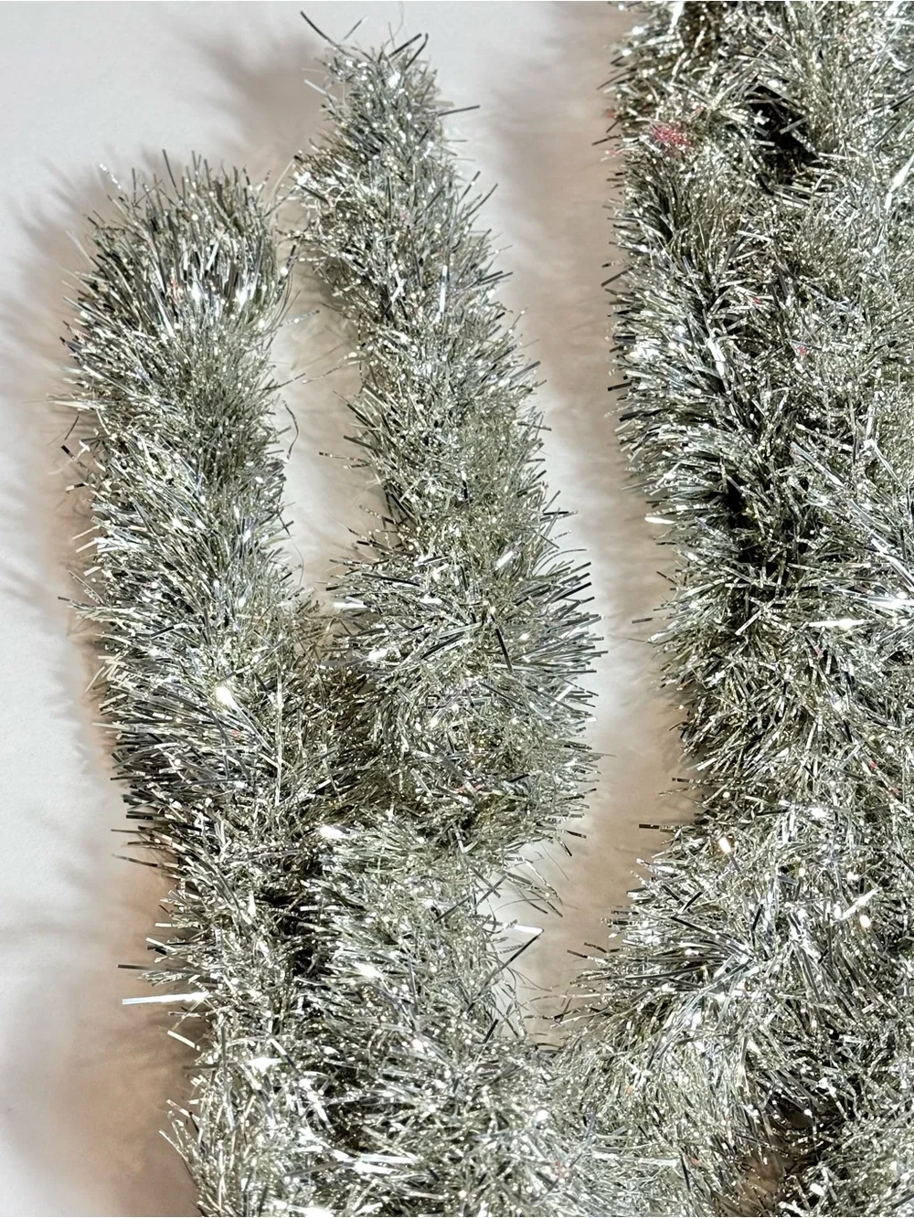 Vintage Christmas Tinsel Garland 62 Foot Silver Christmas USA NOS Retro MCM